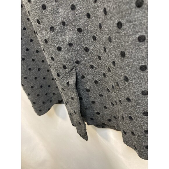 Lands End Midi Dress 8 Gray Black Polka Dot Sheath Bodycon Sleeveless Career - Picture 8 of 8